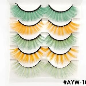 NWOT Set of 5 Green & Yellow Lashes